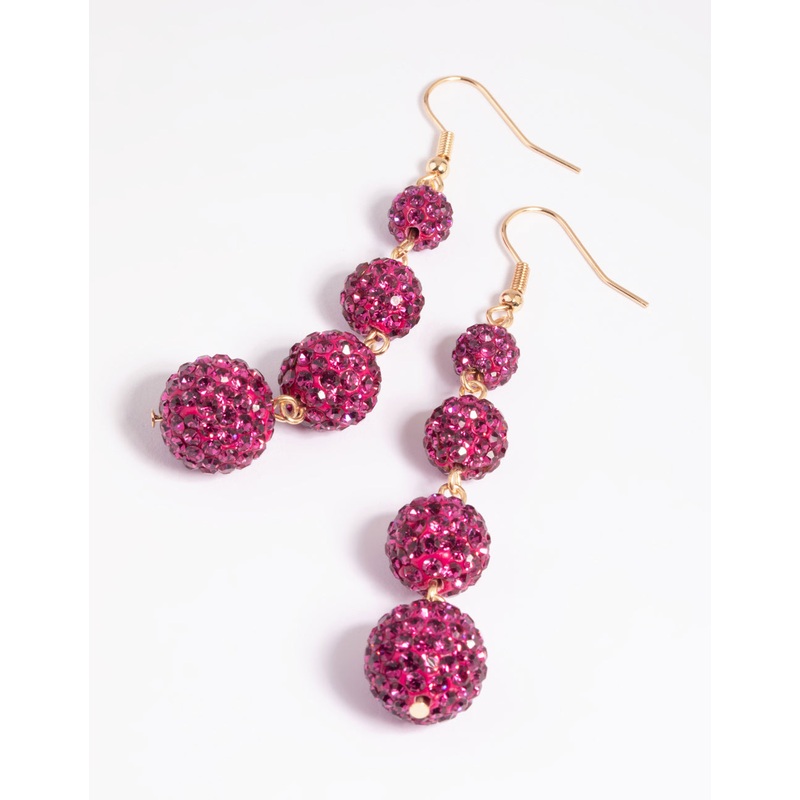 Fuchsia Ball Drop Earrings