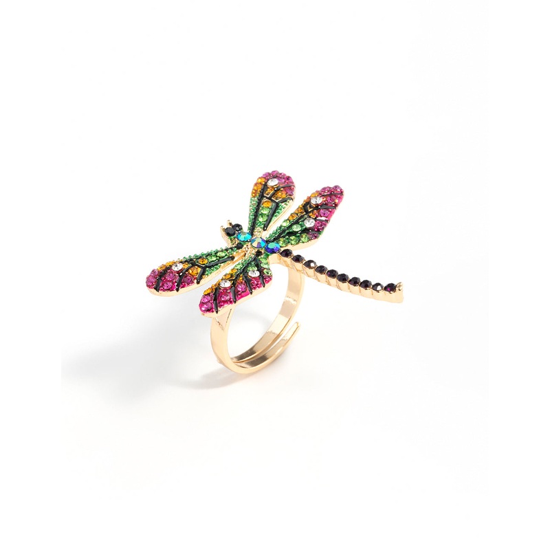 Gold Rainbow Dragonfly Ring