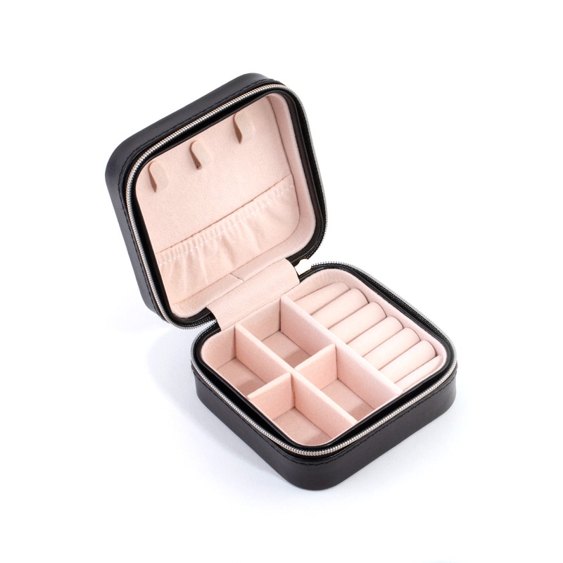 Black Smooth Faux Leather Square Jewellery Box