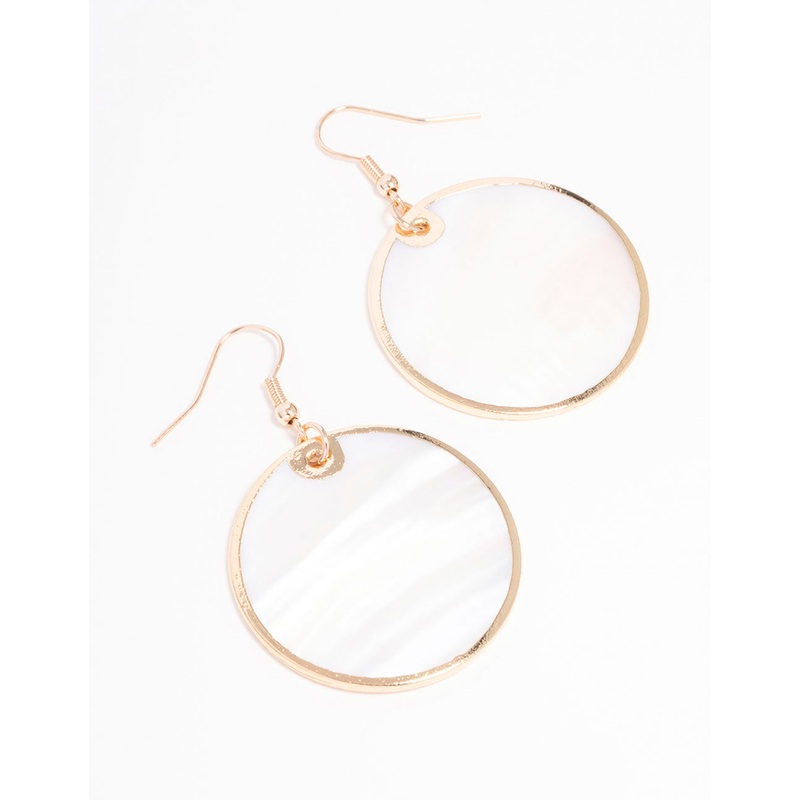 Gold Genuine Shell Disc Drop Earrings