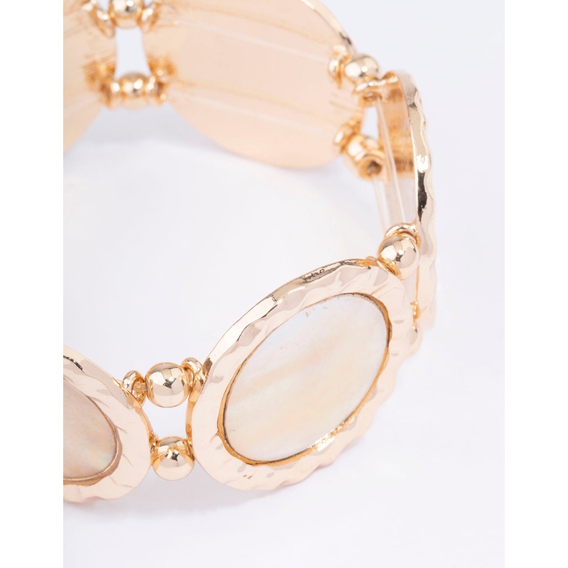 Gold Pearl Disc Bracelet
