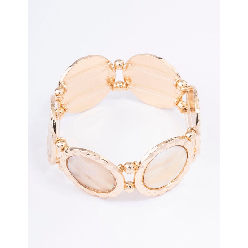 Gold Pearl Disc Bracelet