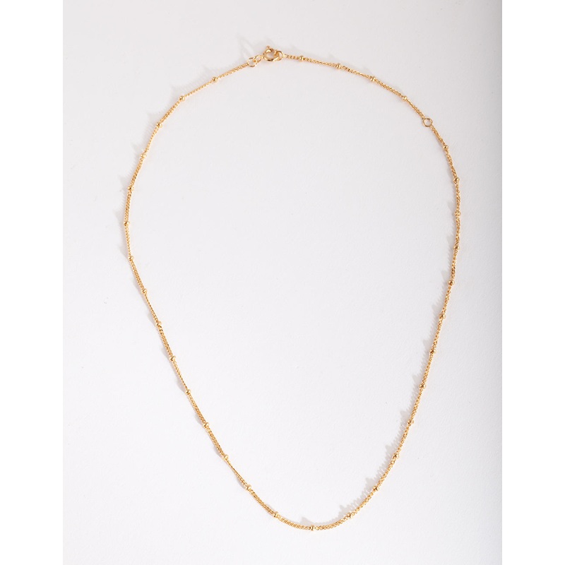 Gold Plated Sterling Silver Bead Chain Necklace