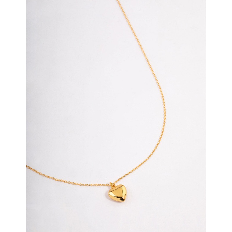 Gold Plated Sterling Silver Puffed Heart Necklace