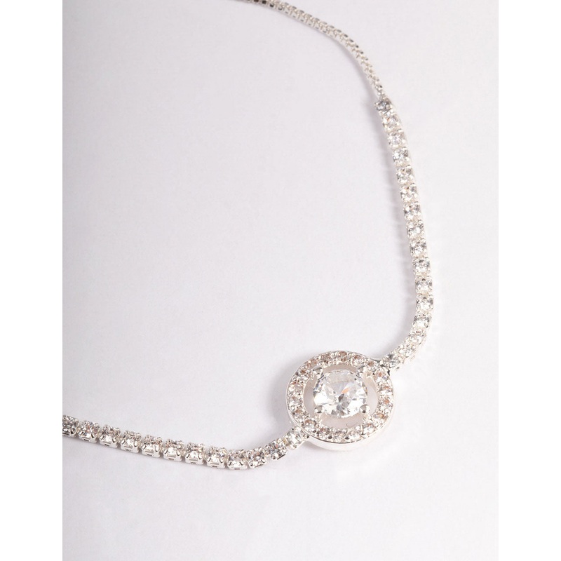 Silver Cupchain Stone Toggle Tennis Bracelet
