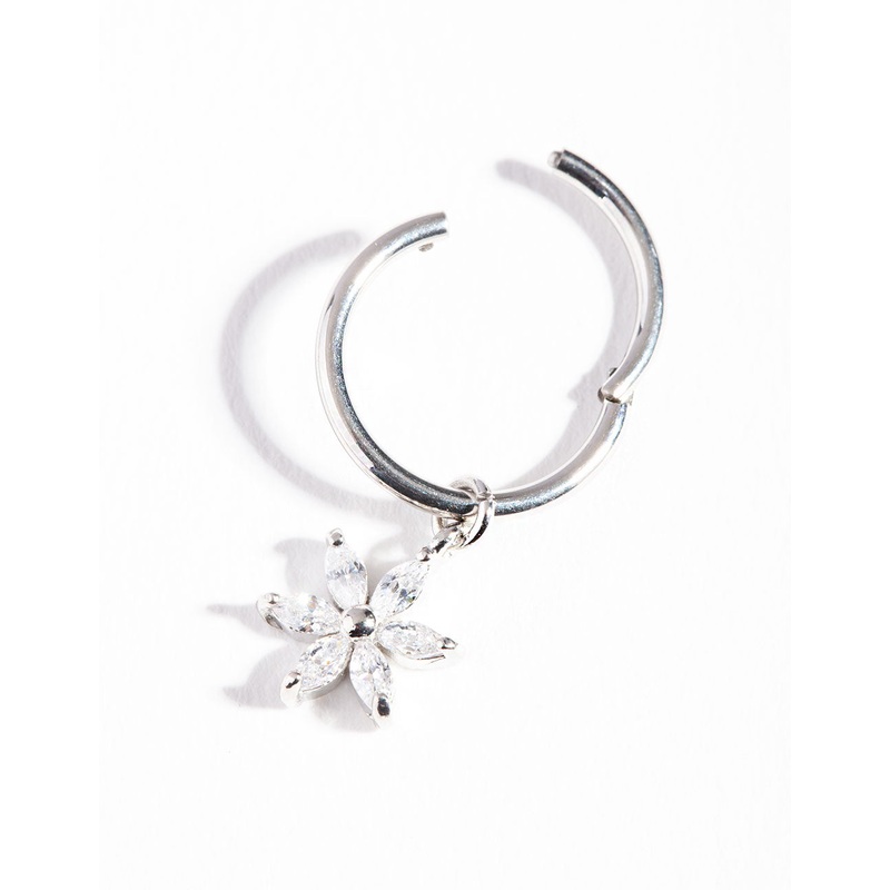 Surgical Steel Floral Cubic Zirconia Belly Ring