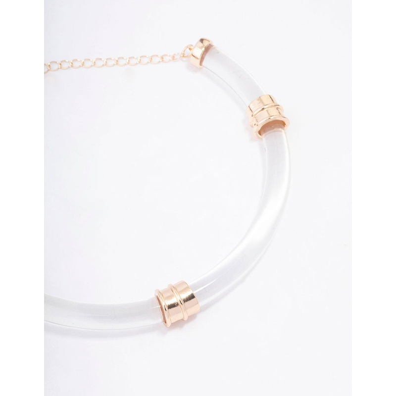 Acrylic Gold Wire Statement Choker Necklace