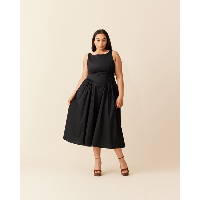 CARMELA BOW DRESS BLACK|4|6|8|10|12|14|16|18|20