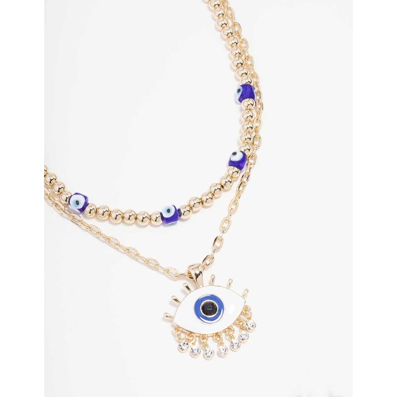 Gold Evil Eye Layered Necklace