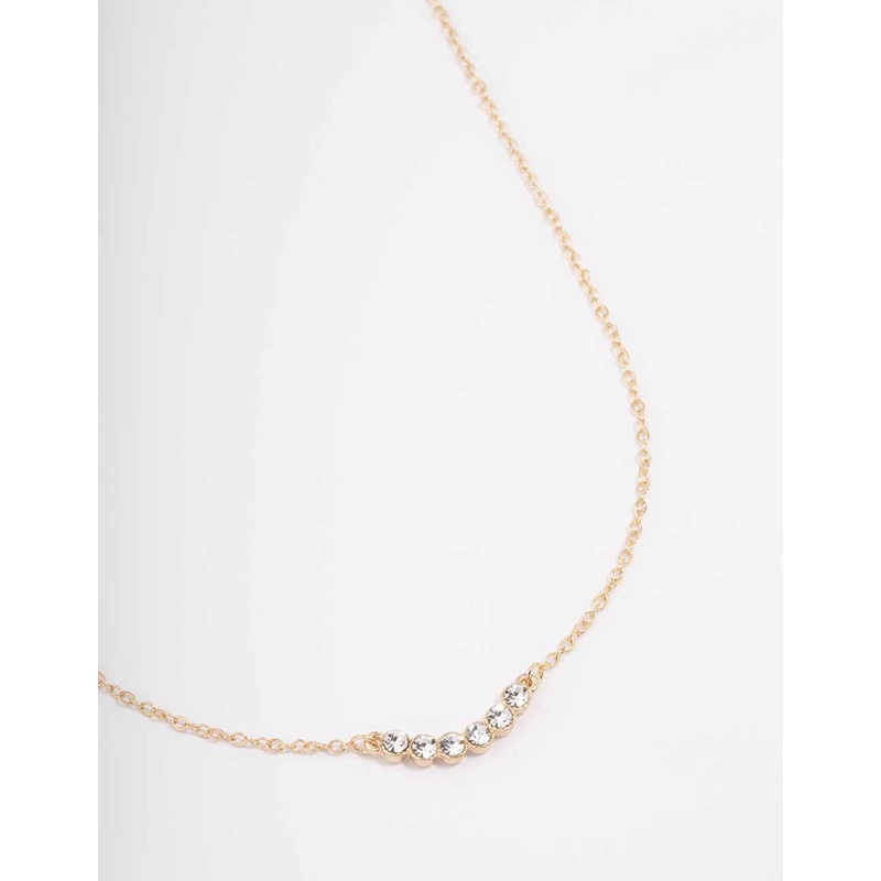 Gold Linear Bezel Diamante Necklace
