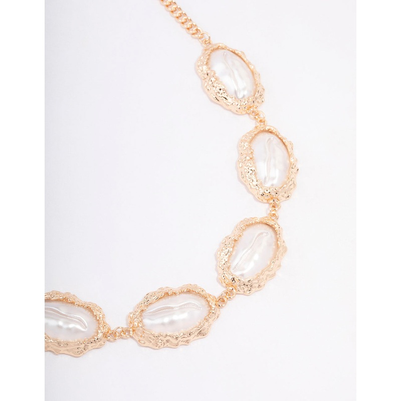 Gold Statement Pearl Short Necklace