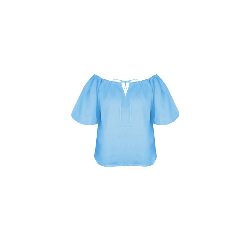 HYDRA OFF SHOULDER BLOUSE OCEAN