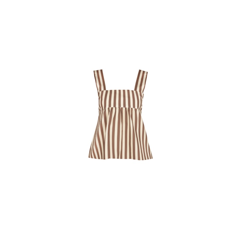 MARGIE TIE-BACK TOP BROWN BUTTER STRIPE