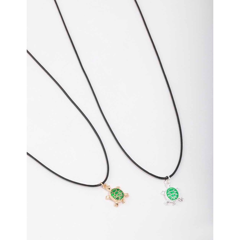 Mixed Metal Rope Turtle Necklace