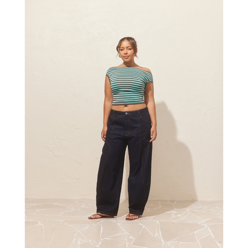 EMMA KNIT TOP MINT CHOC STRIPE