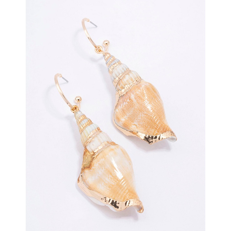 Genuine Shell Large Hoop Earrings