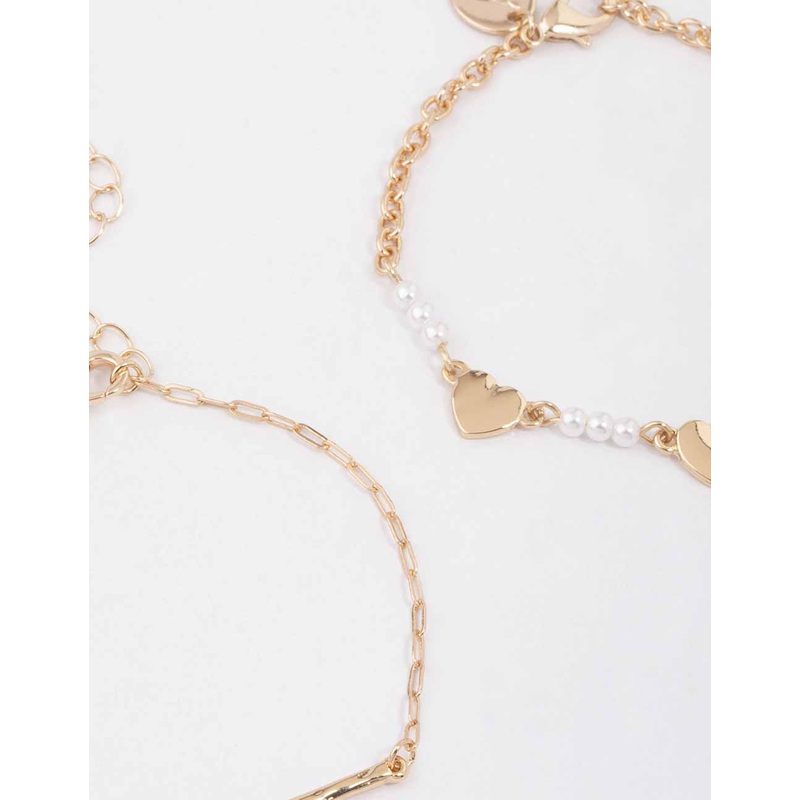 Gold Heart Cross Bracelet
