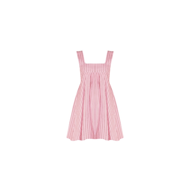 MARGIE TIE MINI DRESS PINK RED STRIPE