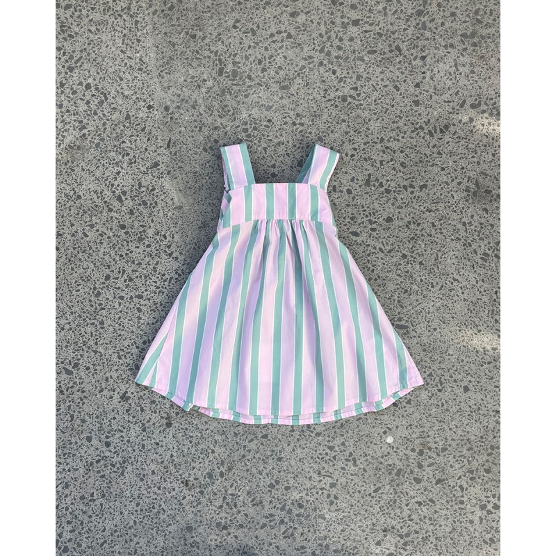 RUBB MARGIE TIE MINI DRESS PINK APPLE STRIPE