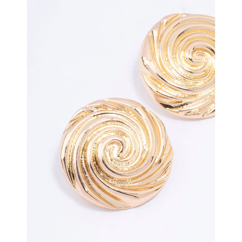 Gold Large Swirl Stud Earrings