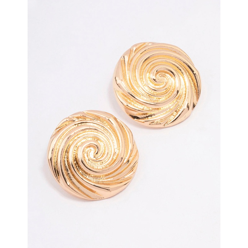 Gold Large Swirl Stud Earrings