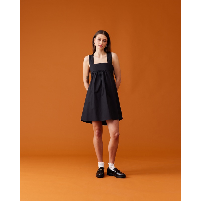 MARGIE TIE MINI DRESS BLACK|4|6|8|10|12|14|16|18|20