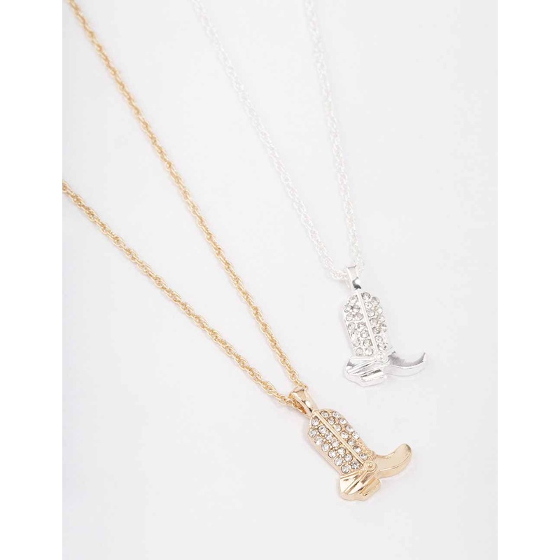 Mixed Metal Cowboy Boots Necklace Pack