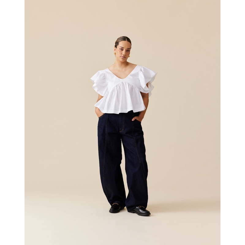 NONI RUFFLE TOP WHITE|4|6|8|10|12|14|16|18|20