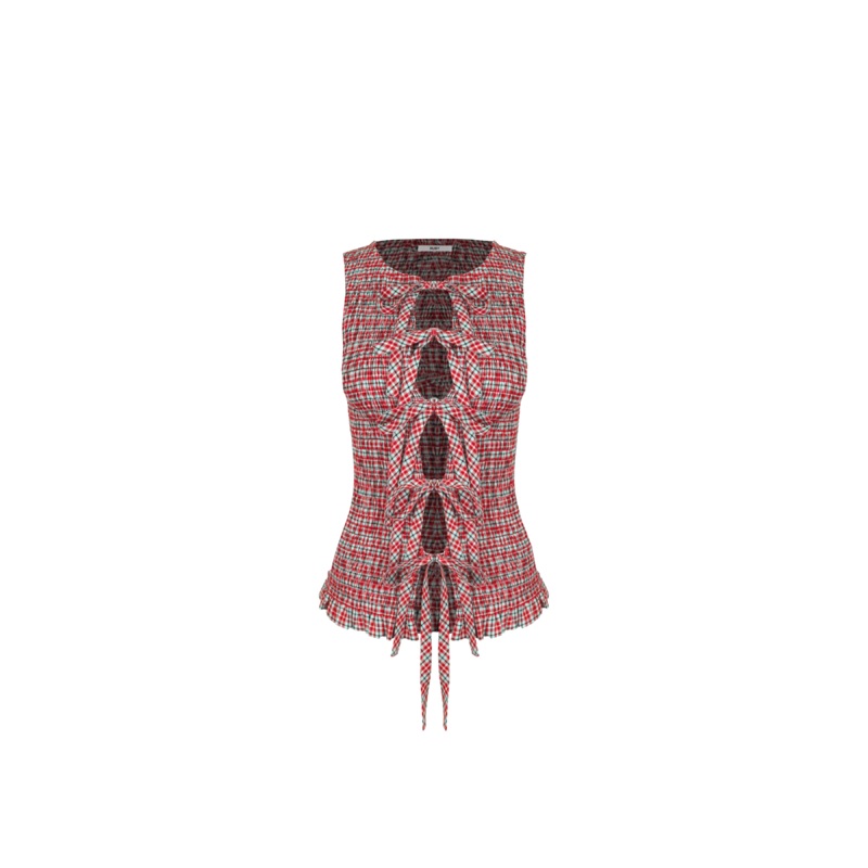 TRULLI TIE TOP BLUE RASPBERRY TARTAN