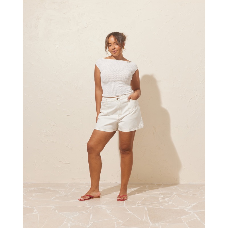 CLOVER DENIM SHORT WHITE|4|6|8|10|12|14|16|18|20