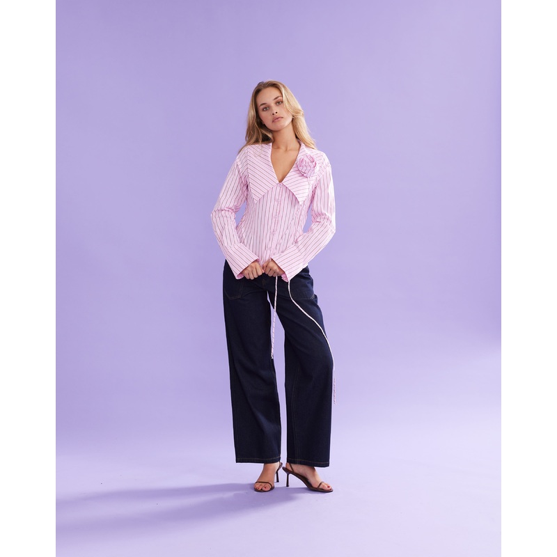 EDDIE SHIRT PINK RED STRIPE|4|6|8|10|12|14|16|18|20