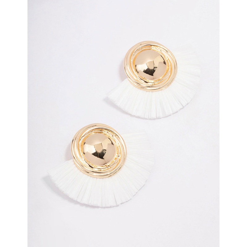 Gold Antique Raffia Stud Earrings
