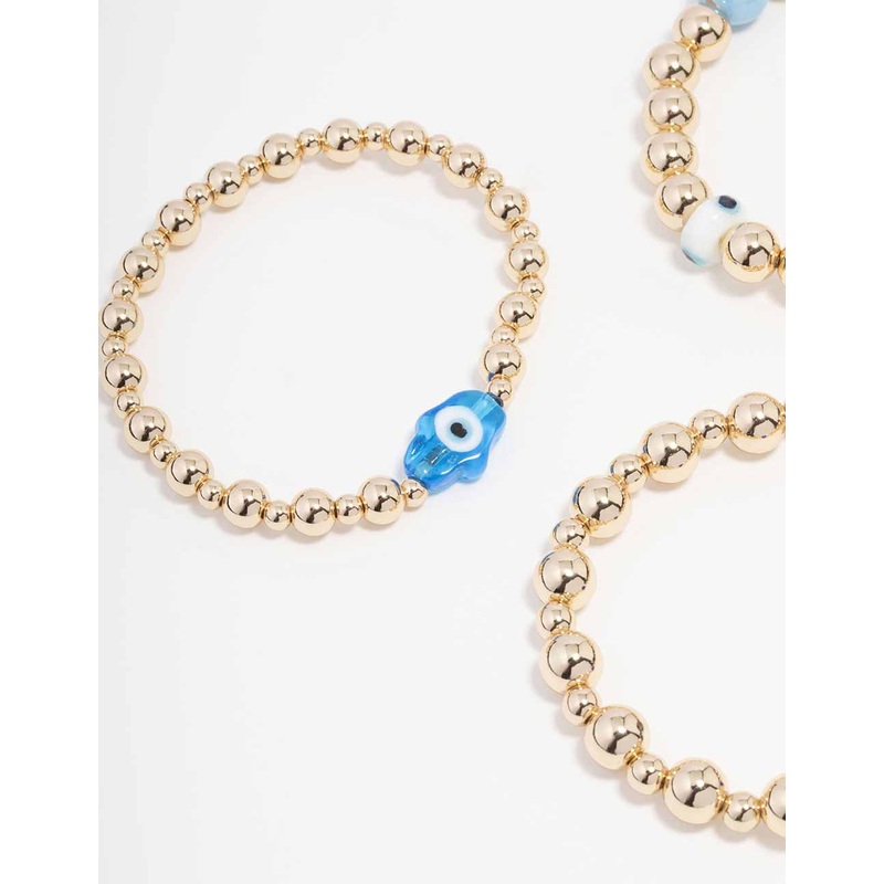 Gold Stretch Evil Eye Bracelet 3-Pack