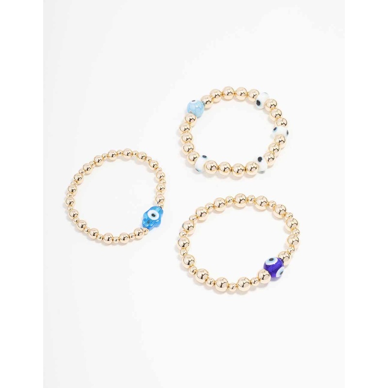 Gold Stretch Evil Eye Bracelet 3-Pack