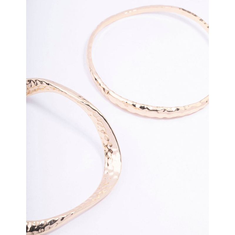 Gold Wavy Hammered Bangle Pack