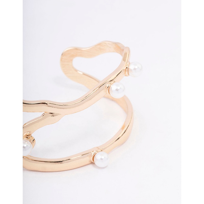 Gold Organic Pearl Wrist Cuff