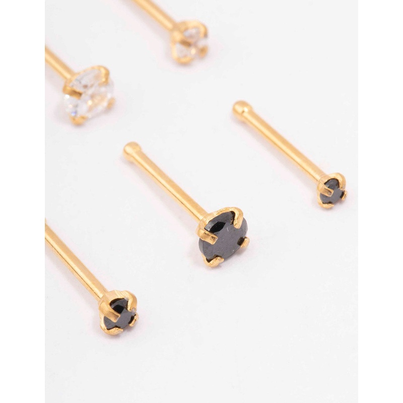 Gold Plated Surgical Steel Graduating Nose Stud 6-Pack