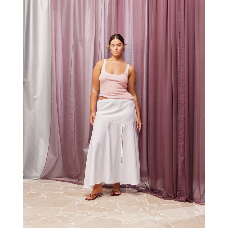 KYLE LINEN SKIRT WHITE|4|6|8|10|12|14|16|18|22|24