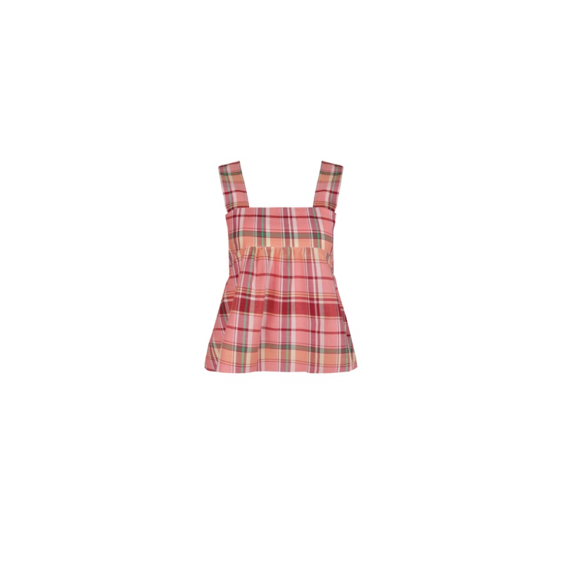 MARGIE TIE-BACK TOP PEACHIE TARTAN