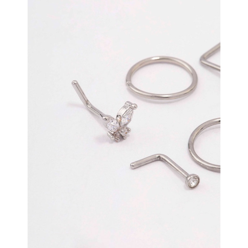 Surgical Steel Butterfly Flower Nose Piercing 6-Pack