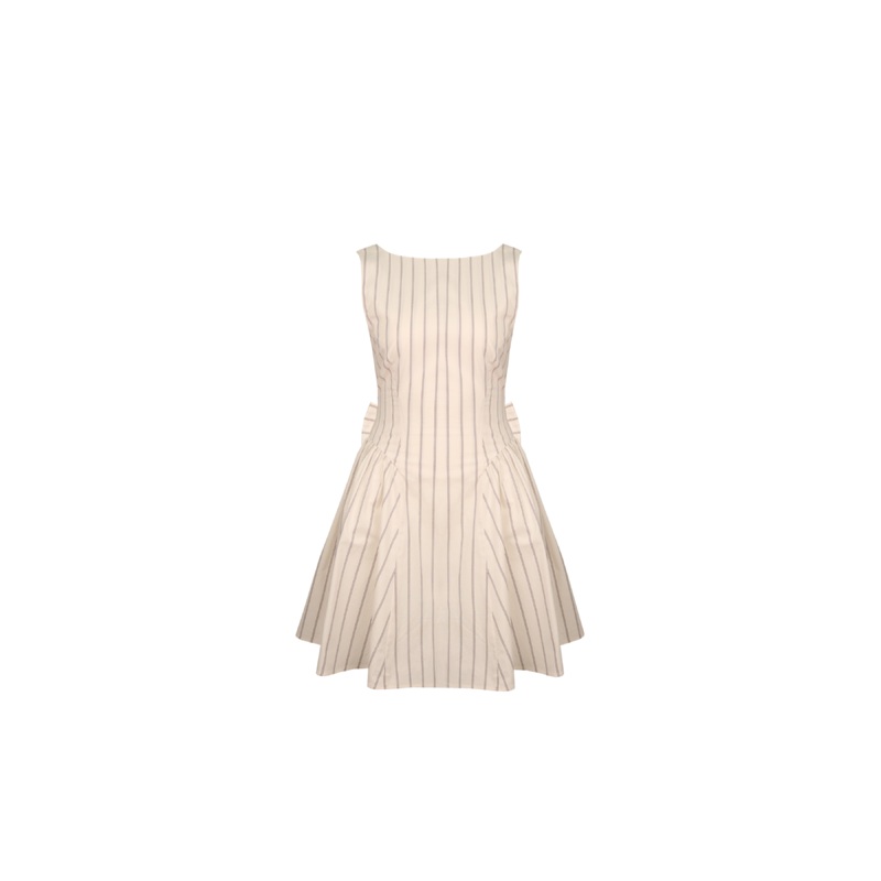 CARMELA MINI DRESS COFFEE CREAM STRIPE