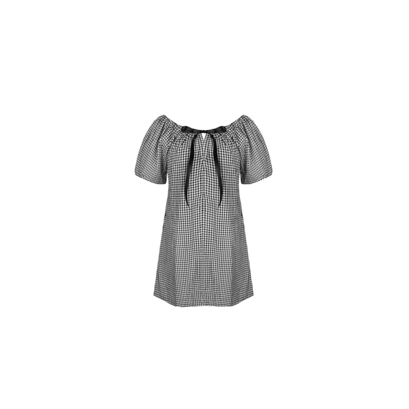FLORY MINI DRESS BLACK GINGHAM