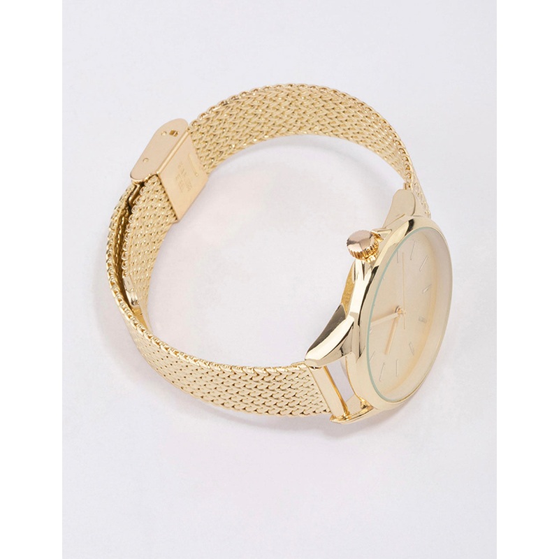 Gold Medium Simple Mesh Watch