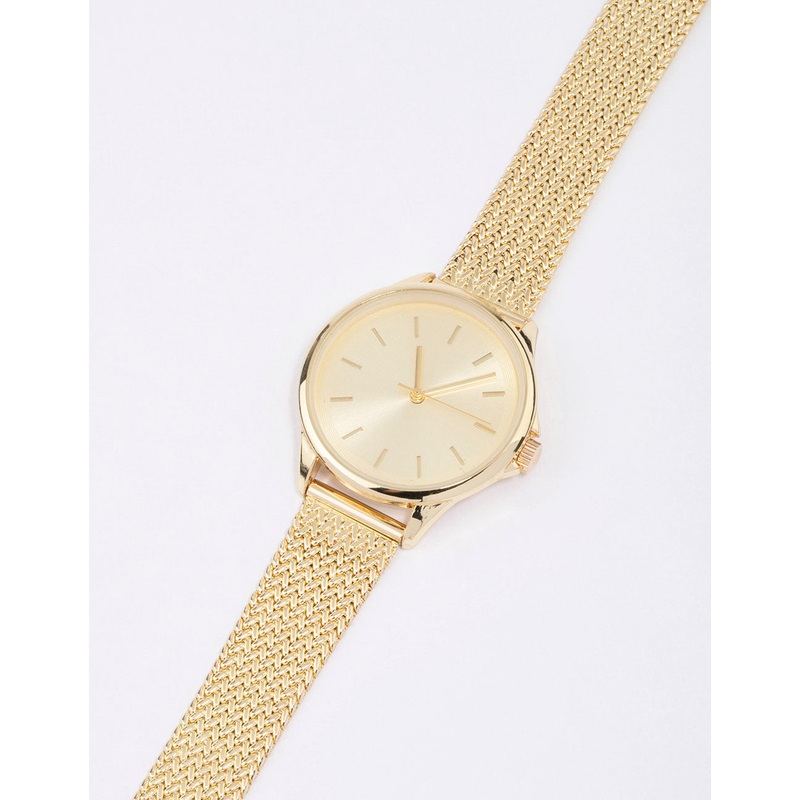 Gold Medium Simple Mesh Watch