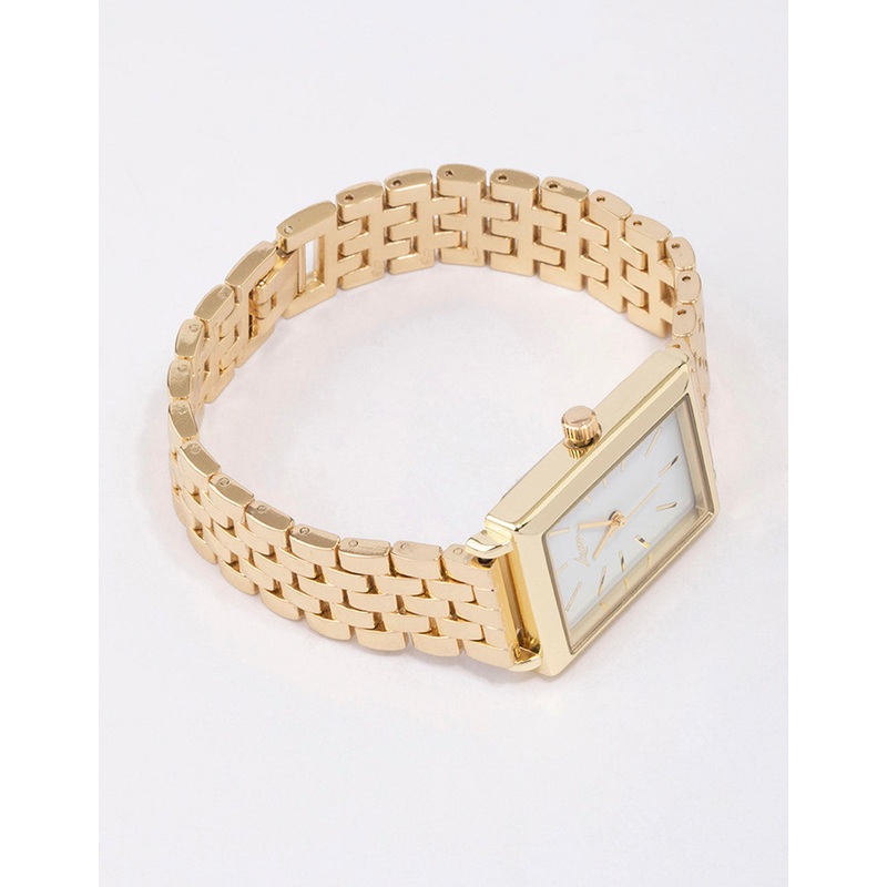 Gold Rectangular Woven Watch