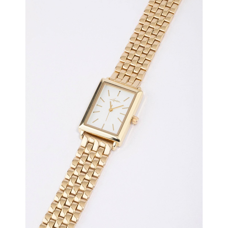 Gold Rectangular Woven Watch