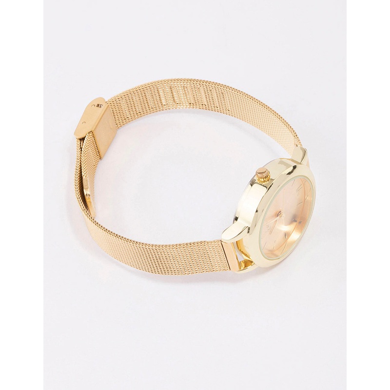 Gold Small Simple Mesh Watch