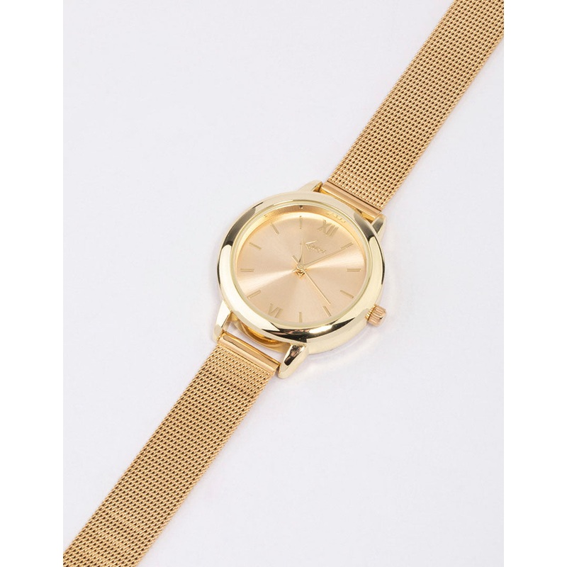 Gold Small Simple Mesh Watch