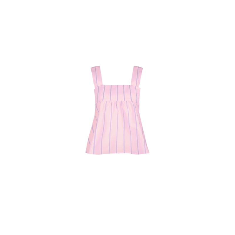 MARGIE TIE-BACK TOP LILAC CANDY STRIPE