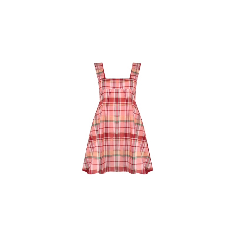 MARGIE TIE MINI DRESS PEACHIE TARTAN
